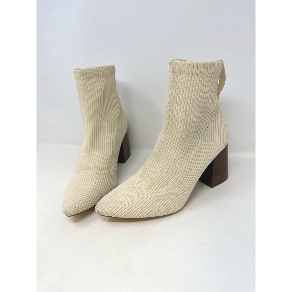 Steven New York Neta Rib Knit Heel Sock Bootie Cream 10